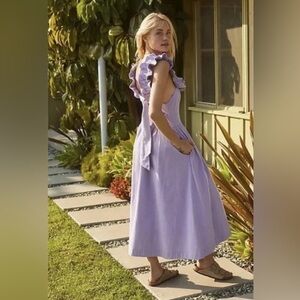 Free People Women’s Purple Dress Ruffle It Up Midi Lavender Fields Size L